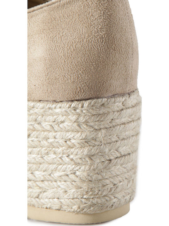 Women's Suede Platform Espadrilles Beige