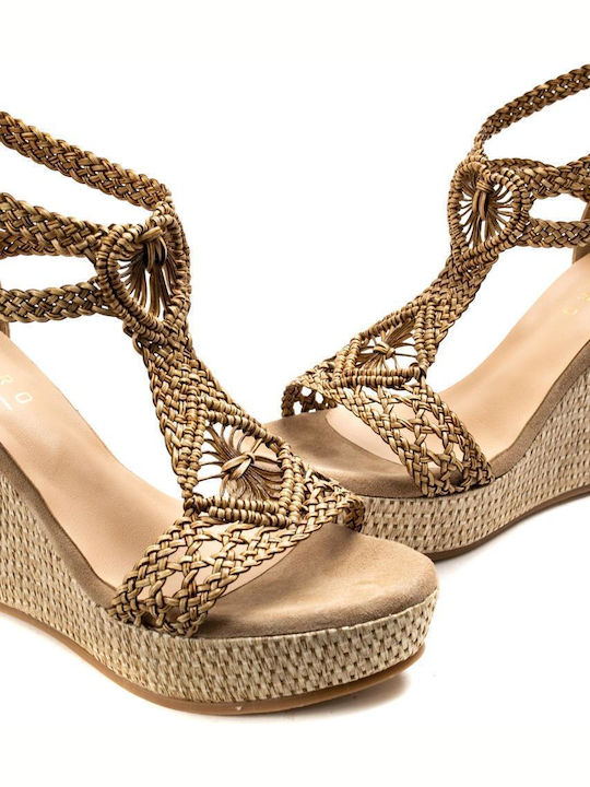 Damenplattformen Beige