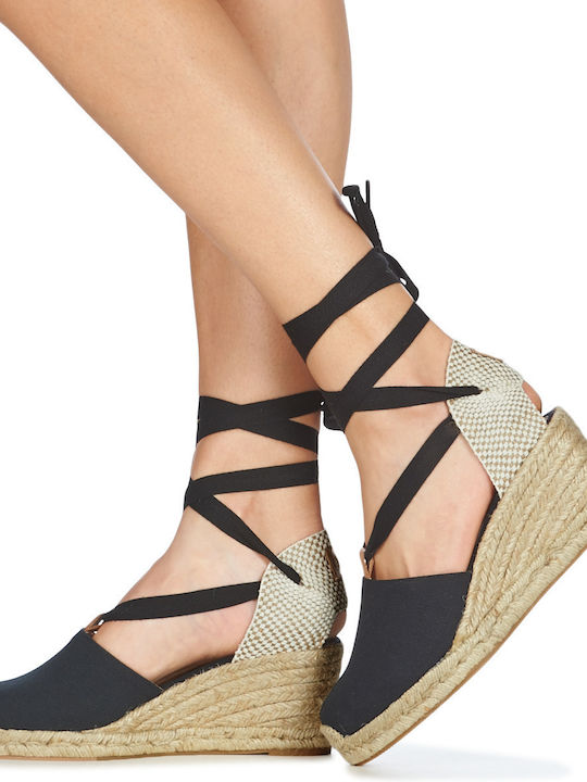 Granda Platforme Dama Tip Espadrile Negre