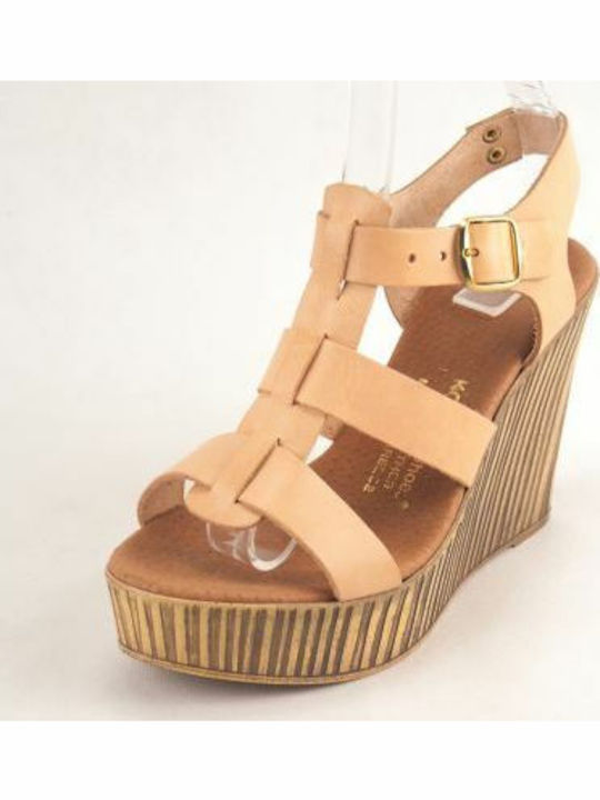 Damenplattformen Beige