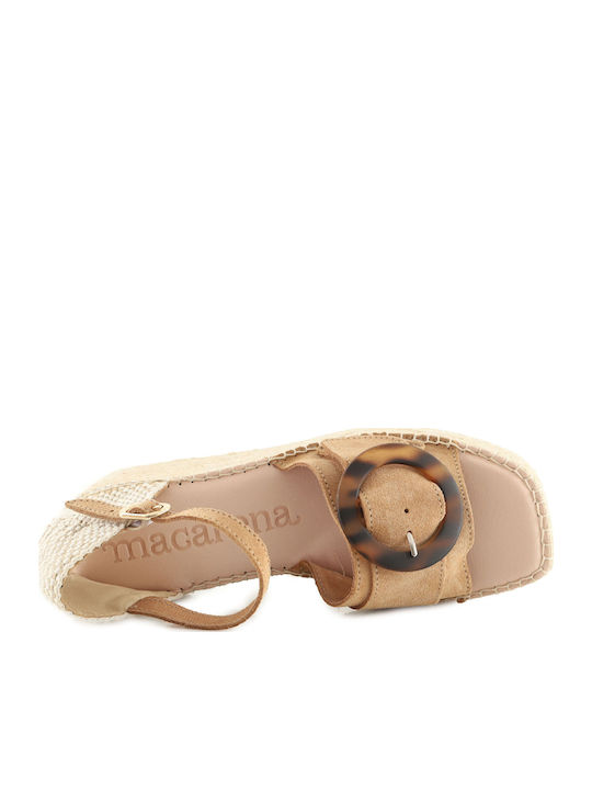 Women's Leather Ankle Strap Platforms Brown