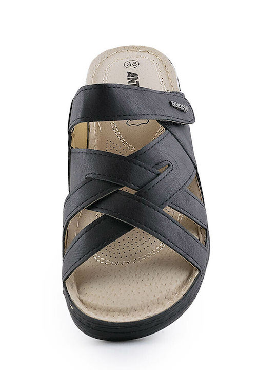 Anatomic Women's Leather Platform Wedge Sandals Black