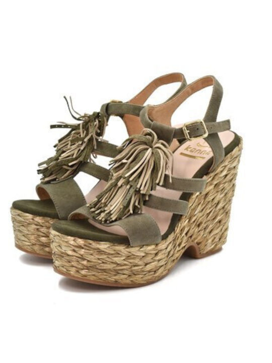 Damenplattformen Khaki