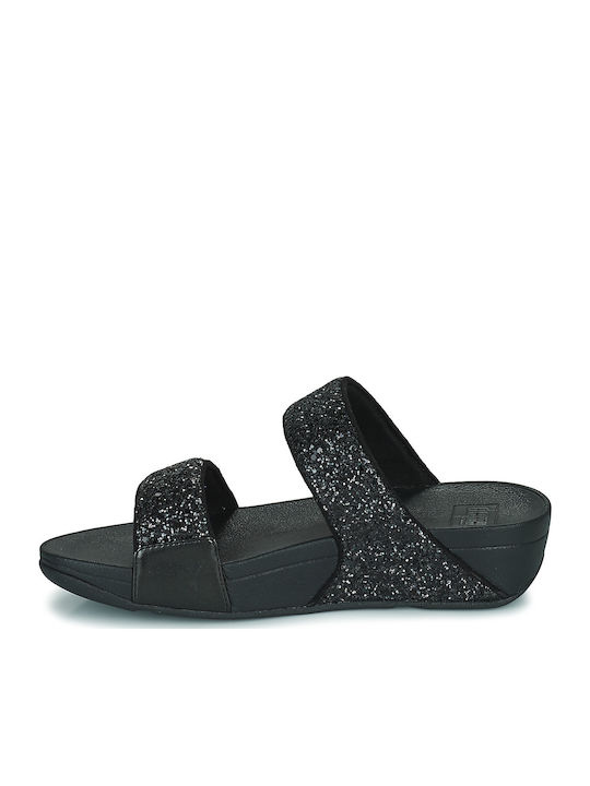 Lulu Women's Leather Platform Wedge Sandals Black