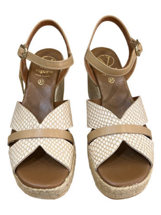 Damenplattformen im Espadrilles-Stil Beige