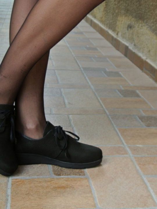 Leder Damen Oxfords in Schwarz Farbe