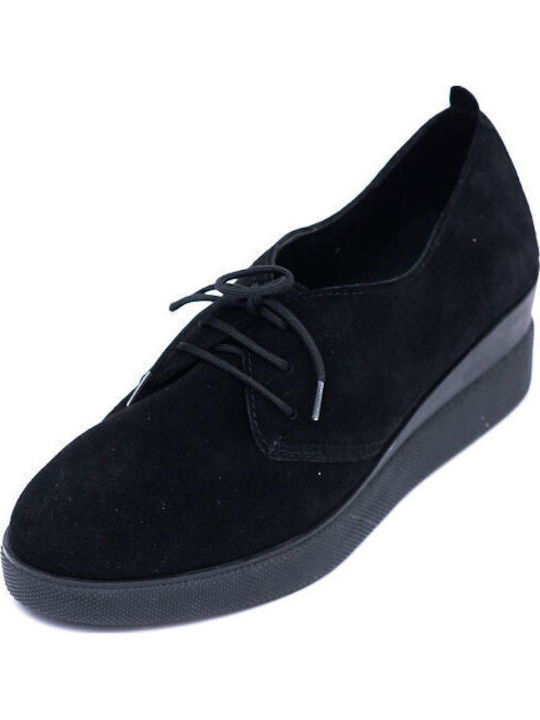 Women's Leather Derby Shoes Black