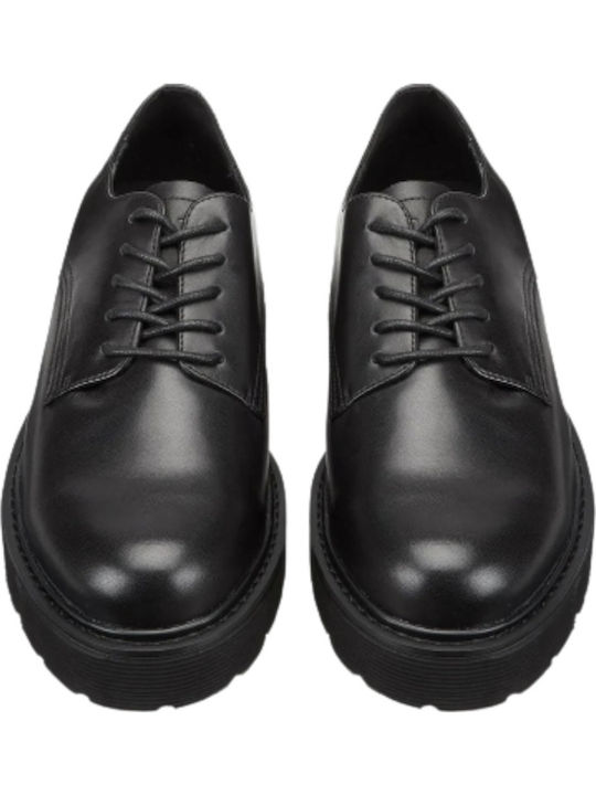 Δερμάτινα Γυναικεία Oxfords σε Μαύρο Χρώμα