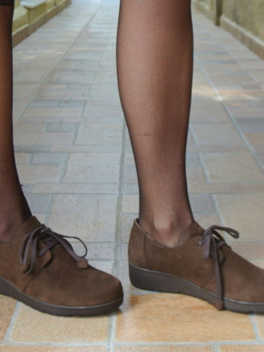 Δερμάτινα Γυναικεία Oxfords σε Καφέ Χρώμα