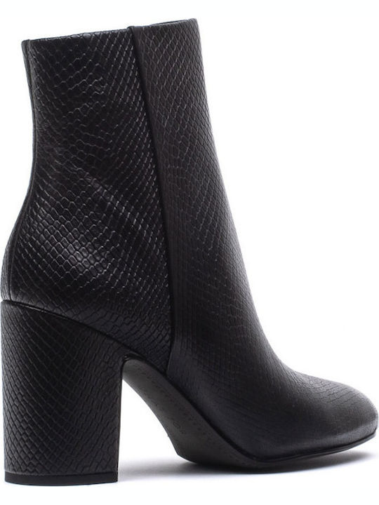 Leder Stiefeletten Damen Schwarz