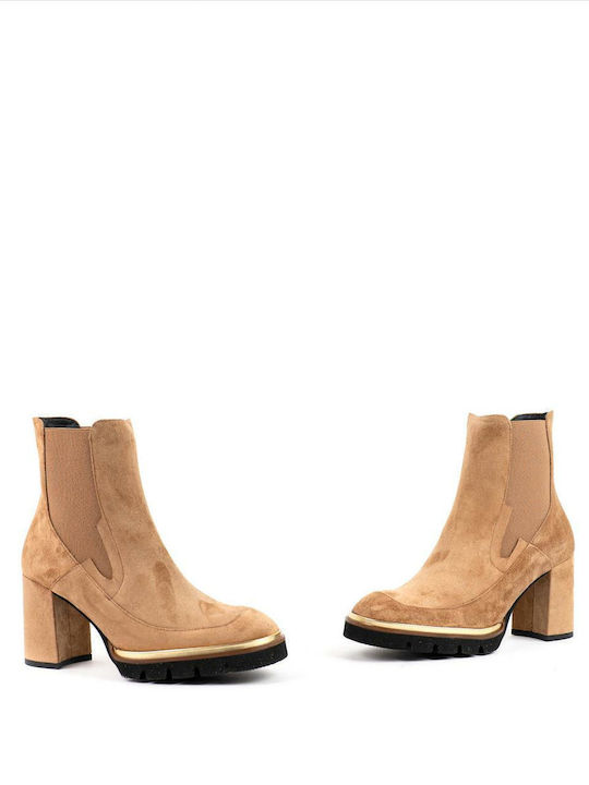 Leder Stiefeletten Damen Tabac Braun