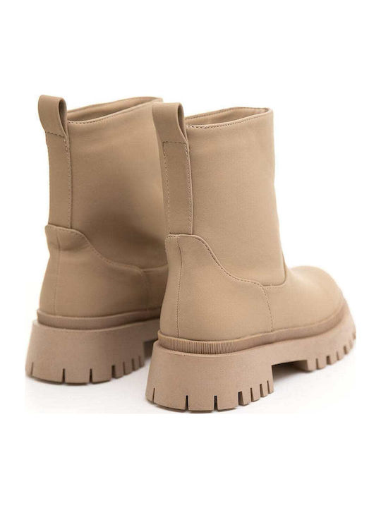 Leder Stiefeletten Damen Beige