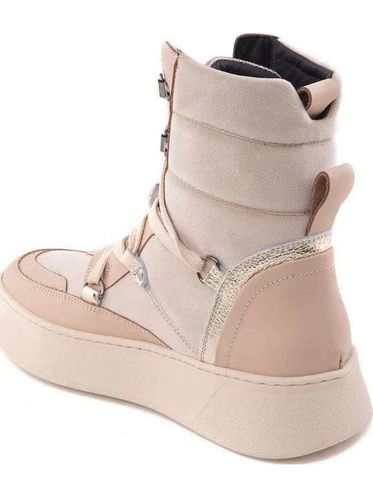 Leather Women's Ankle Boots Pink