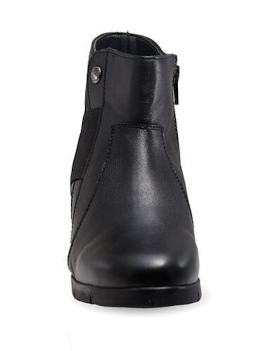Leder Stiefeletten Damen Schwarz