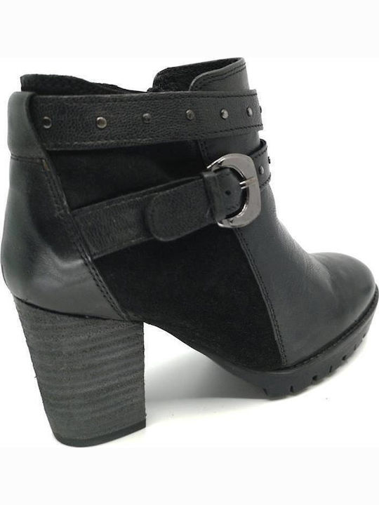 Leder Stiefeletten Damen Schwarz