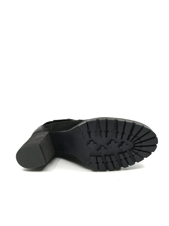 Leder Stiefeletten Damen Schwarz