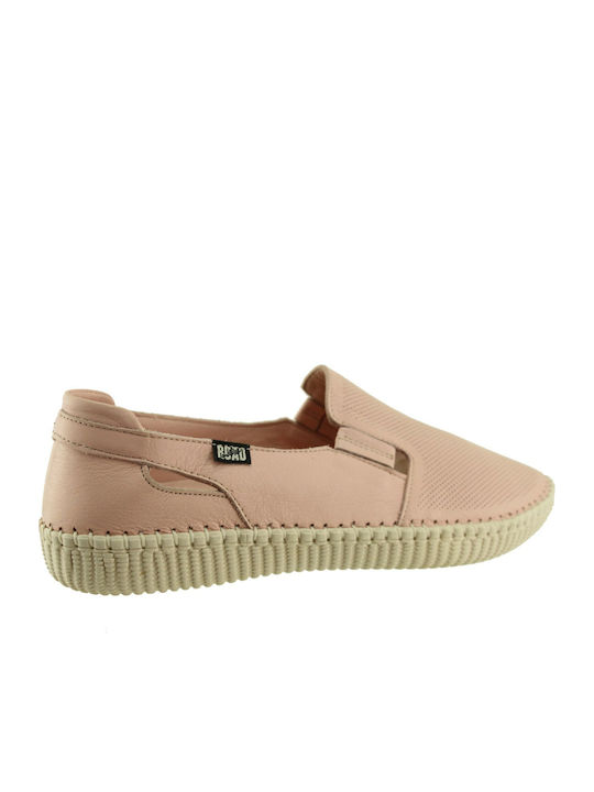 Γυναικεία Slip-On Δερμάτινα Ροζ