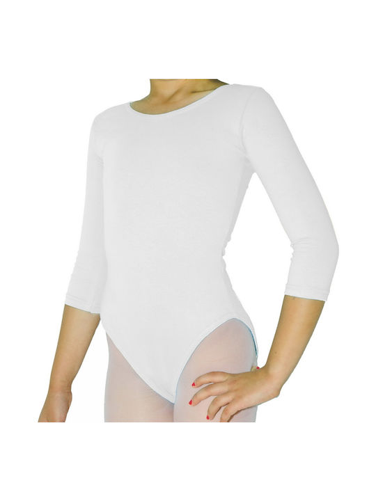 Kinder-Tanzbekleidung Kinder-Bodys 3/4-Ärmel Baumwoll-Lycra Griechische Herstellung-Türkis