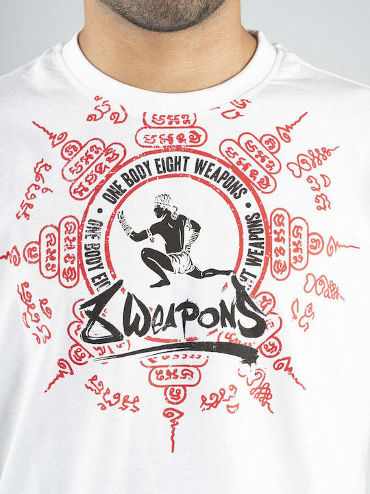 8 Weapons Ανδρική Κοντομάνικη Μπλούζα 8010051 για Muay Thai Λευκή