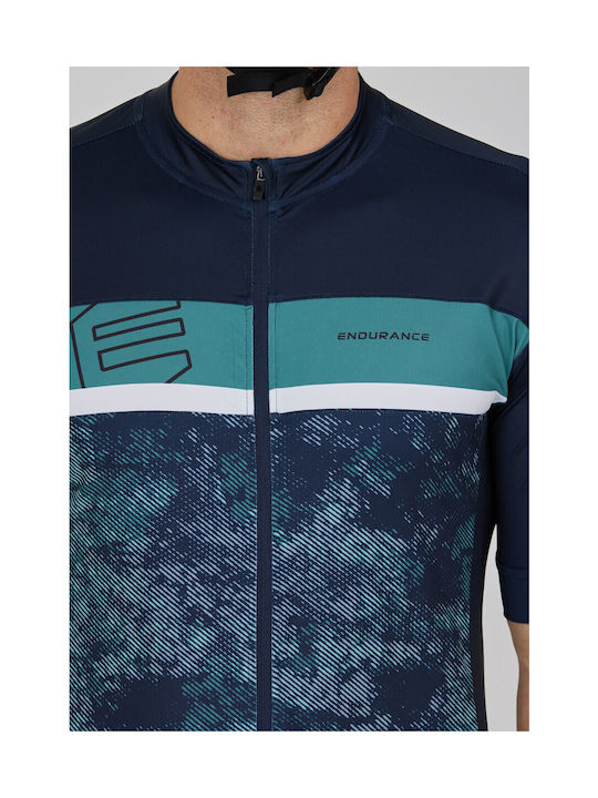 Endurance Bărbați Mâneci scurte Tricou de ciclism Albastru