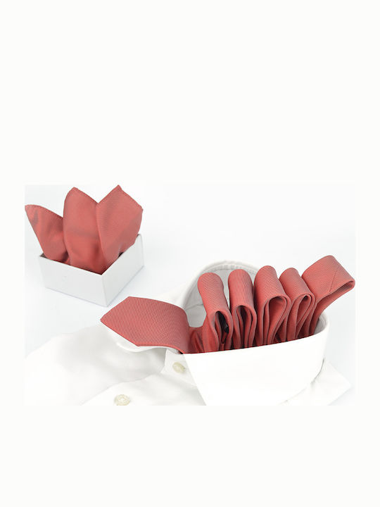 Eros Men's Tie Set Synthetic Monochrome in Red Color