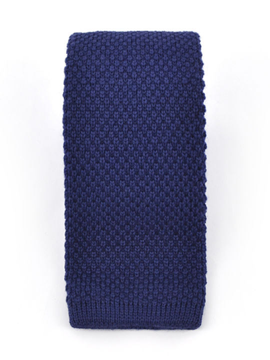 Monte Napoleone Men's Tie Synthetic Knitted Monochrome in Navy Blue Color