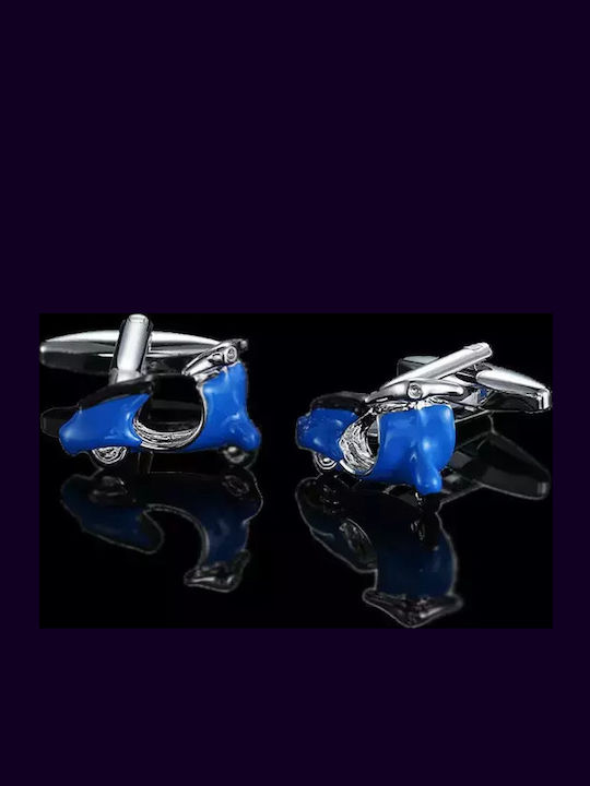 Vespa Cufflinks from Steel in Blue Color