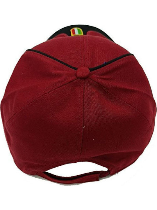 Luciano Faketti Jockey Cap Embroidery Adjustable One Size Cotton Burgundy