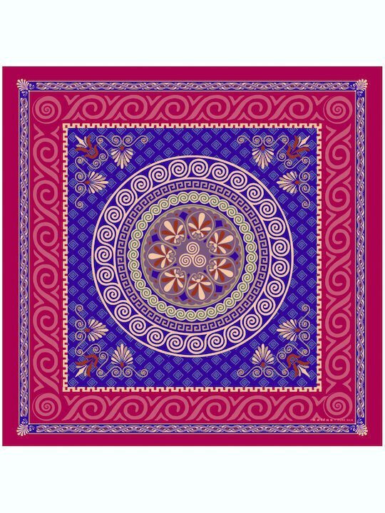 Kalfas Luxury Silk Μαντήλι Crepe Satin 50x50cm Γυναικείο Μεταξωτό Φουλάρι Μπλε