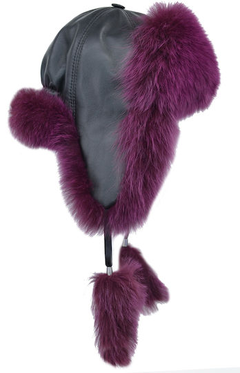 Earflap Γυναικείος Σκούφος Πλεκτός σε Μωβ χρώμα