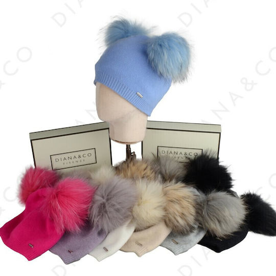 Pom Pom Beanie Frauen Beanie Gestrickt in Hellblau Farbe