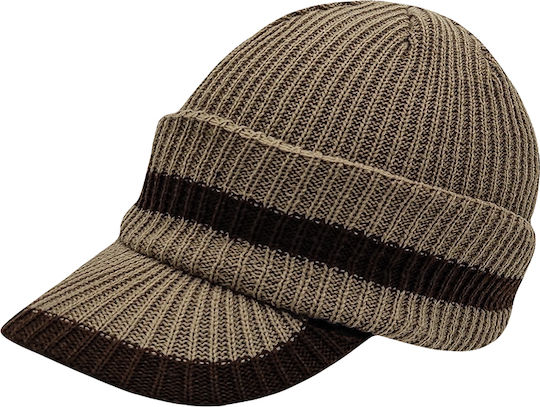 Beanie Männer Beanie mit Rippstrick in Braun Farbe