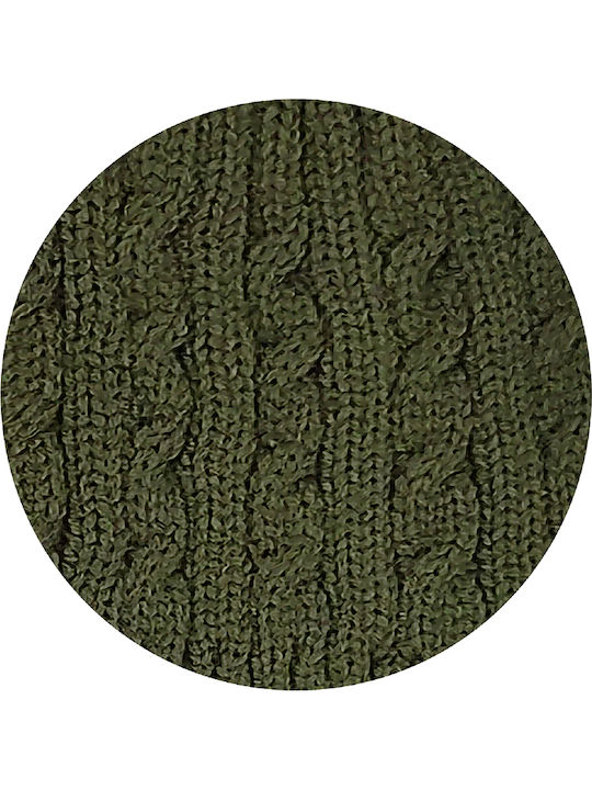 Beanie Γυναικείος Σκούφος με Πλεξούδες σε Χακί χρώμα