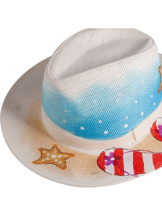 Wicker Women's Panama Hat Panama type beach design Multicolour