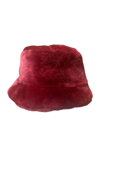 MARKOS LEATHER Furry Women's Bucket Hat Burgundy