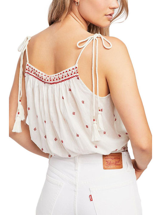 Women's Summer Crop Top Cotton with Straps Ivory Coast