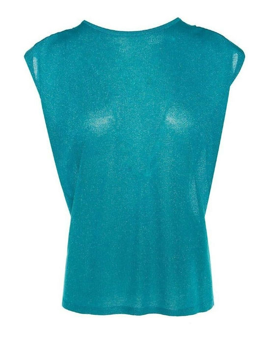 Women's Summer Blouse Short Sleeve Blue