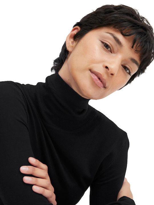Women's Long Sleeve Sweater Turtleneck Black