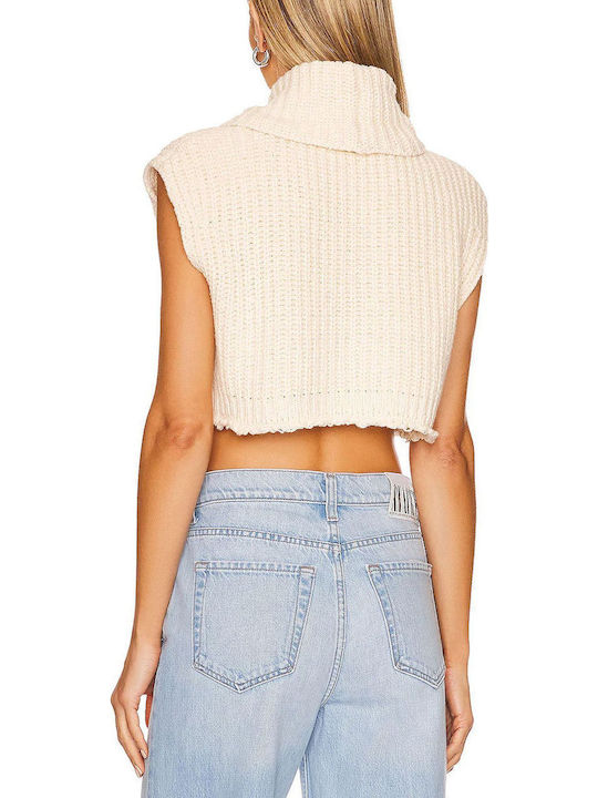 Γυναικείο Crop Top Βαμβακερό Ζιβάγκο Αμάνικο Bone