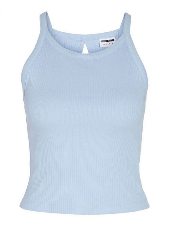 27020104 Damen Sommer Crop Top Baumwolle Ärmellos mit Neckholder Light Blue