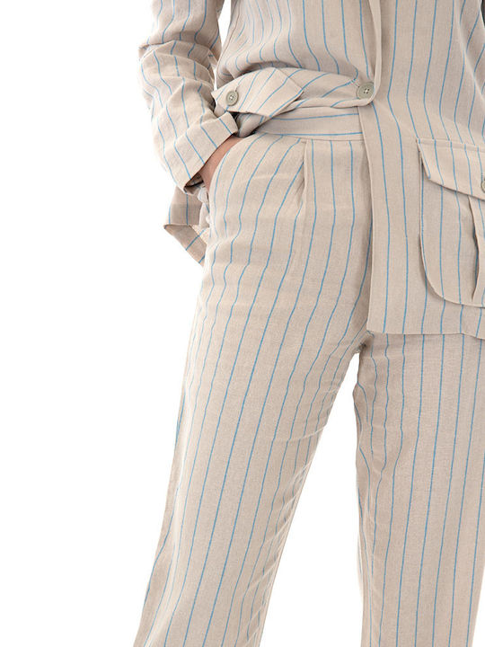 Дамско Chino Панталон Beige - Sky Blue