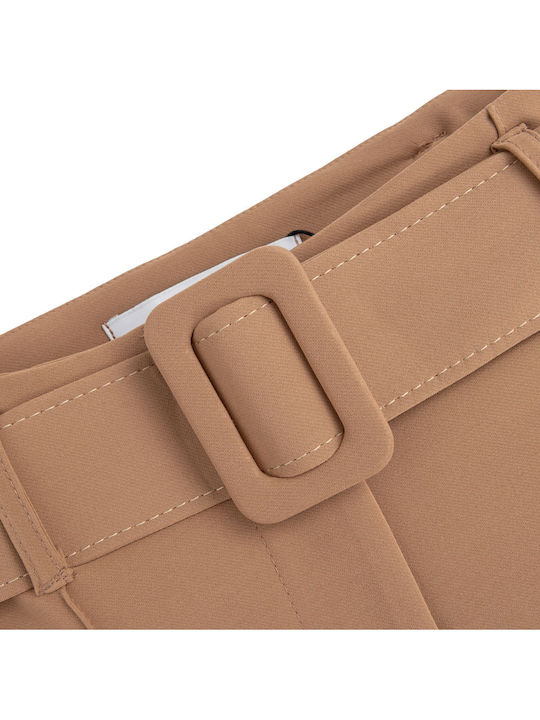 Dama Talie înaltă Tesatura Pantaloni Tabac maro