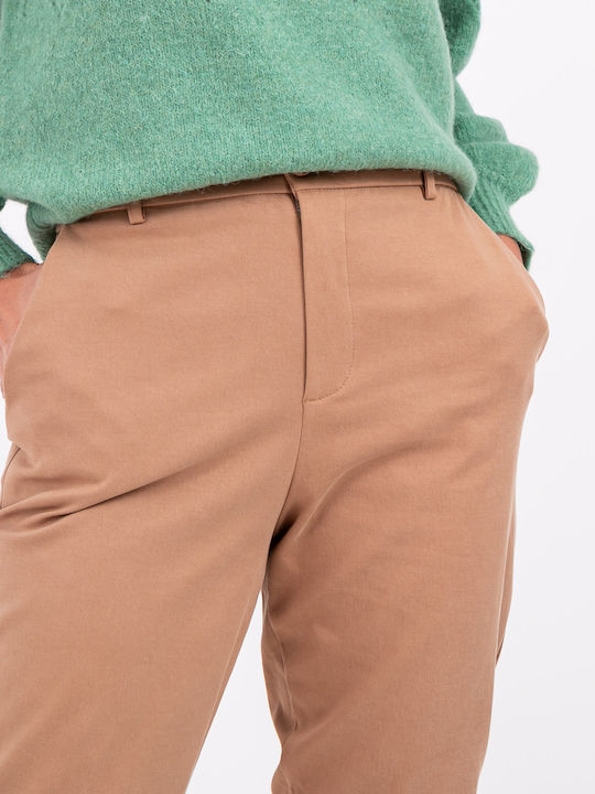 Γυναικεία Παντελόνα σε Ίσια Γραμμή Beige