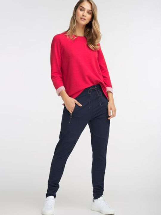 Damen Hoch tailliert Stoff Hose Blue