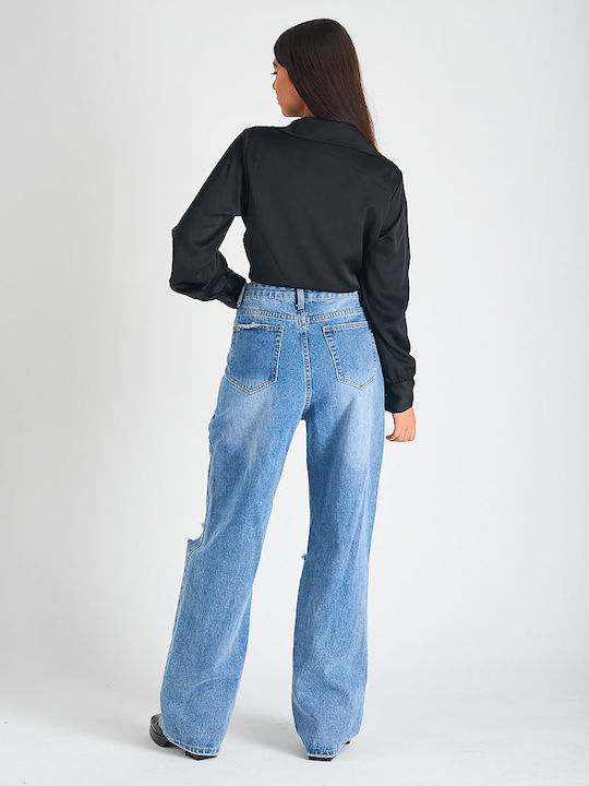 Women's Jean Trousers with Rips in Wide Line