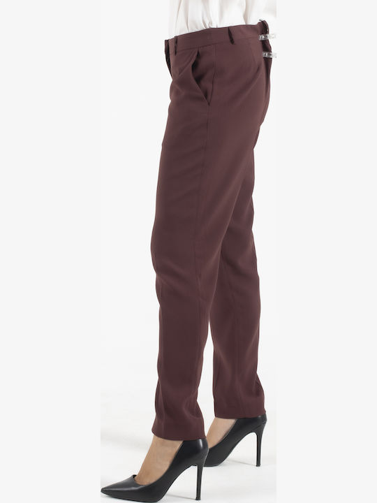 Women's Fabric Trousers Burgundy