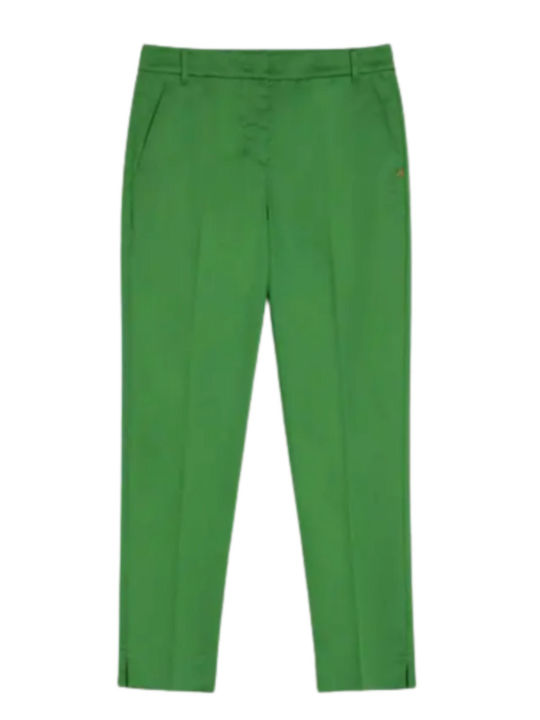 Nicole Women's Fabric Trousers Straight Line Green