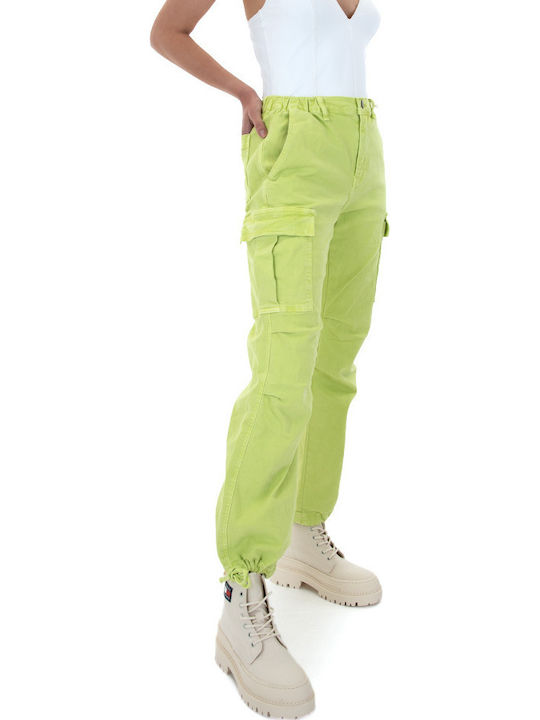 Damen Stoff Cargo Hose Green
