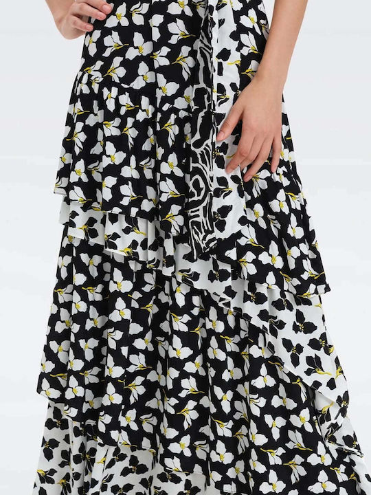 Rochii De Vară Pentru Femei Maxi Rochie Graphic Flower Sm Iv Sm Bk