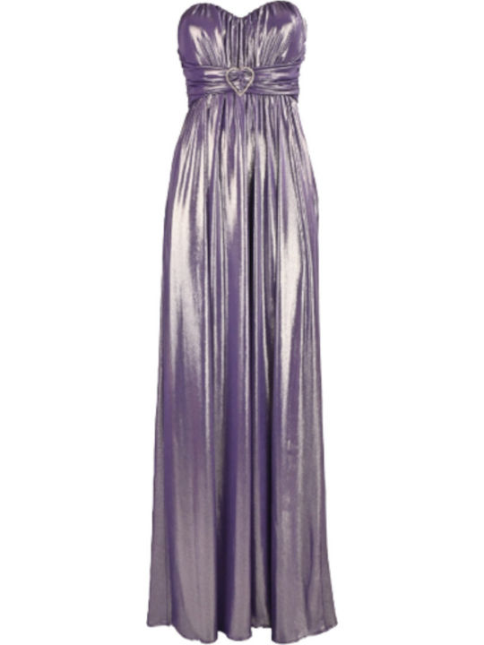 Summer Maxi Evening Strapless Wrap Dress Purple